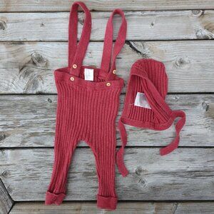 Lovely H&M Knit Ribbed Baby Overalls with Matching Cap 6 Months Unisex